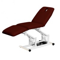 Kinefis Quality three-section electric stretcher: with welded steel structure, hole and facial plug, without wheels and reclining backrest